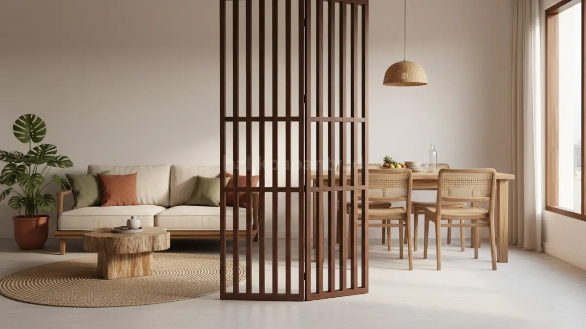 Folding screen kayu kisi vertikal (BTV/Ai)