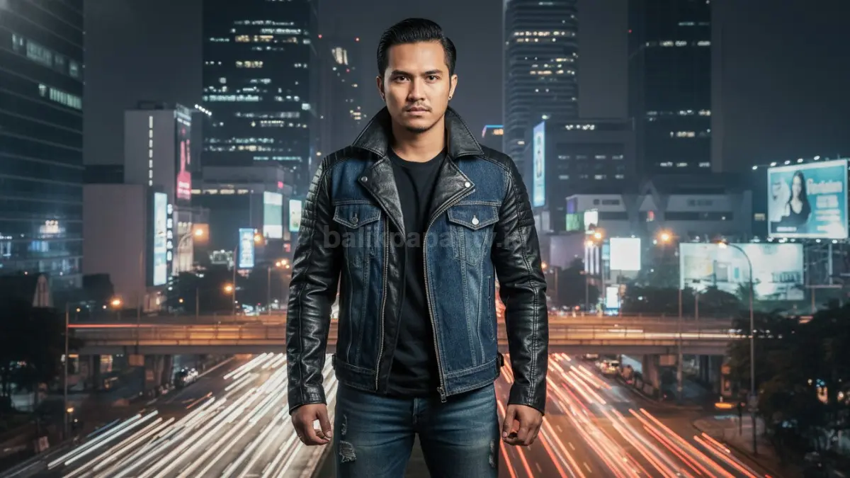jaket kulit dan denim dalam membentuk karakter tampilan
