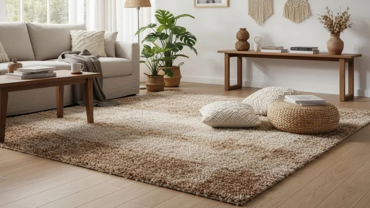 Karpet Bulu Natural dengan Sentuhan Bohemian. (BTV/Ai)