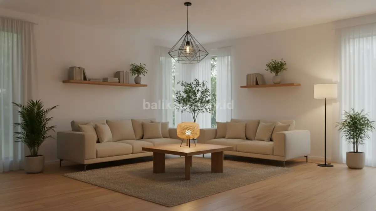 Lampu gantung minimalis modern dengan desain geometris, cocok untuk rumah bergaya kontemporer. (BTV/Ai)