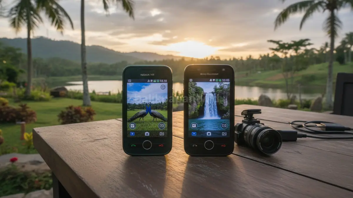 Nokia N8 dan Sony Ericsson Satio berdampingan saat uji kamera di ruang terbuka (BTV/Ai)
