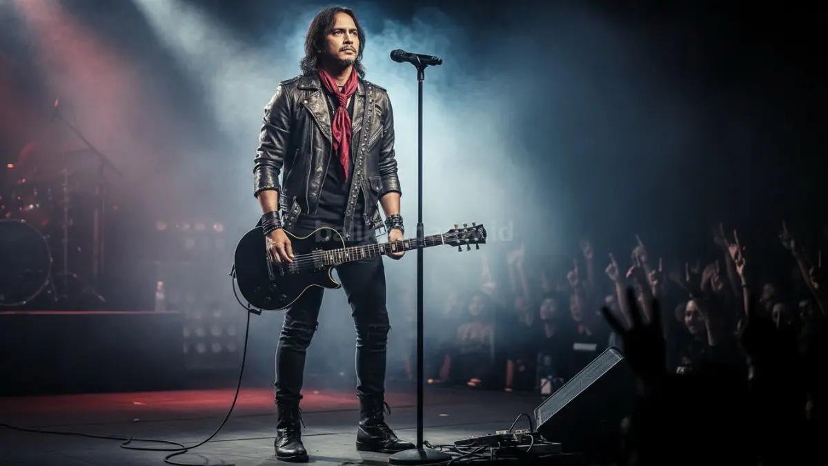 Outfit rock n roll dengan jaket kulit dan jeans hitam tampil kuat dan simpel