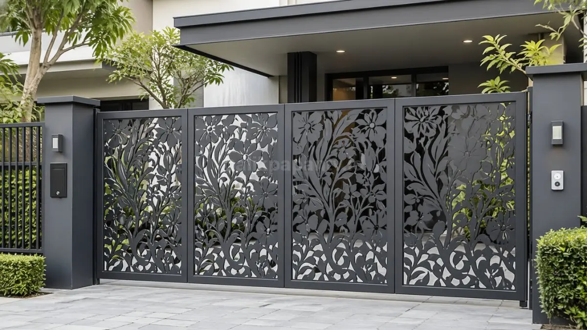 Pagar laser cutting motif bunga. (BTV/Ai)