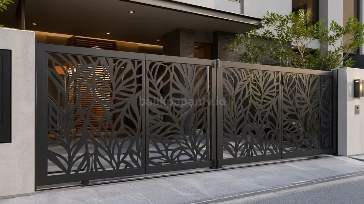 Pagar laser cutting motif daun. (BTV/Ai)