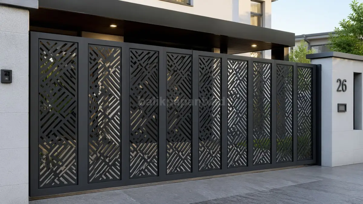 Pagar laser cutting motif pola simetris. (BTV/Ai)