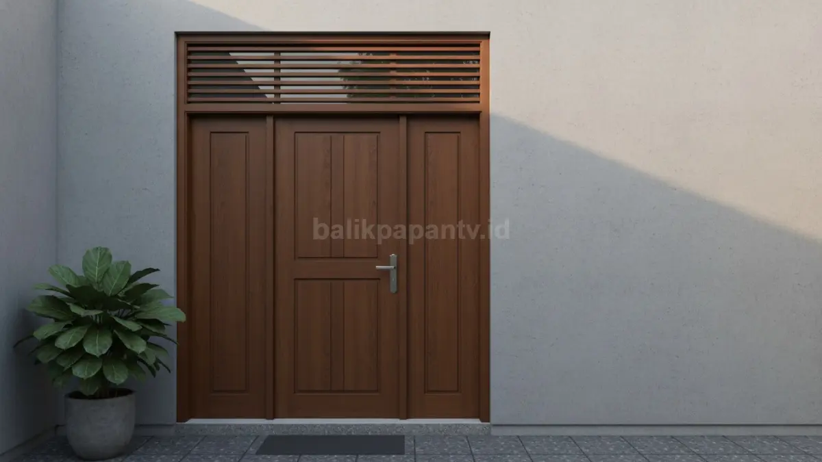 Pintu Belakang Kayu Solid dengan Ventilasi Atas
