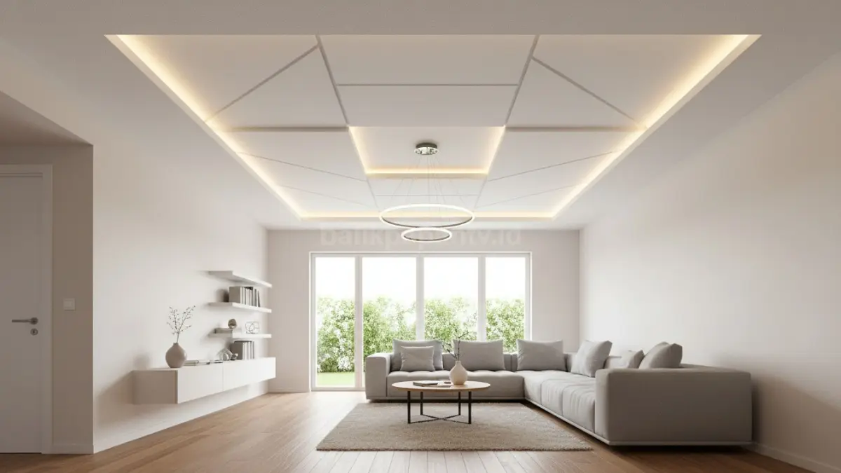  Plafon PVC Bertekstur dengan Pola Geometris. (BTV/Ai)