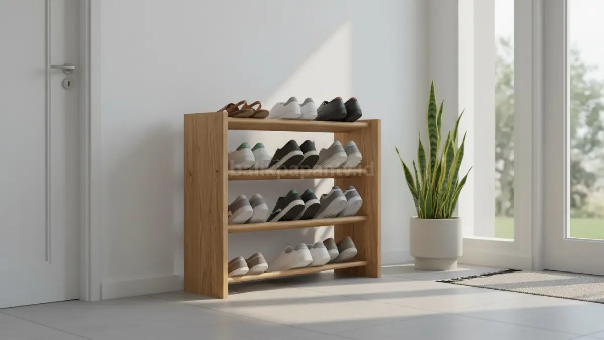 Rak Sepatu Model Terbuka untuk Ruang Terbatas. (BTV/Ai)