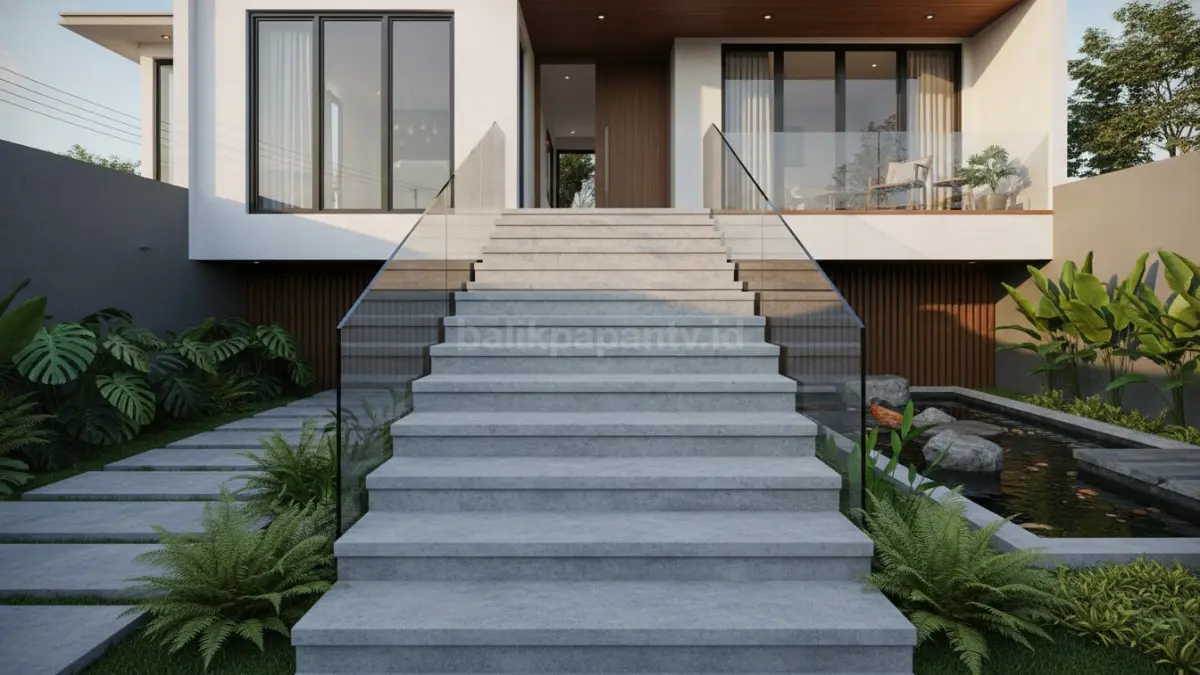 Tangga Lurus Minimalis dengan Finishing Anti Slip
