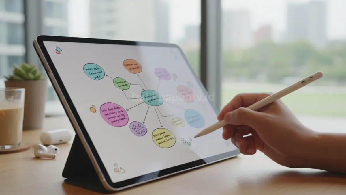 Apple Pencil digunakan untuk mencatat dan membuat mind mapping (BTV/Ai)
