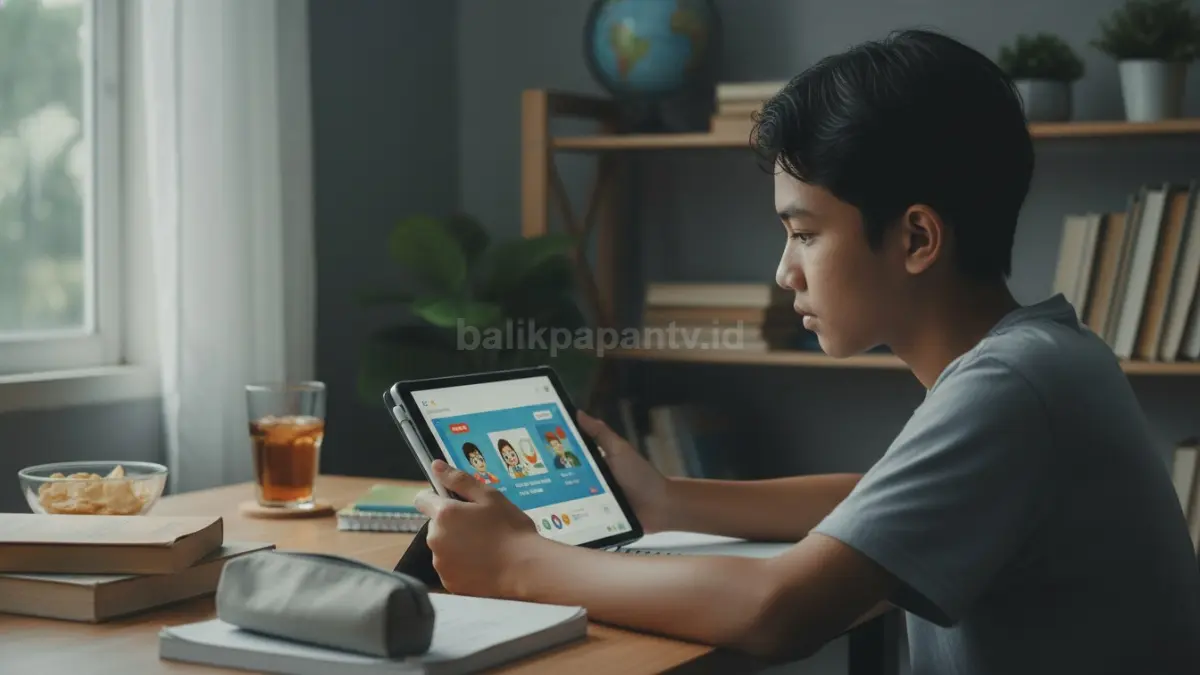iPad budget digunakan pelajar untuk belajar dan menonton video (BTV/Ai)
