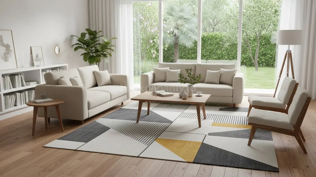 Karpet motif geometris untuk aksen visual (BTV/Ai)