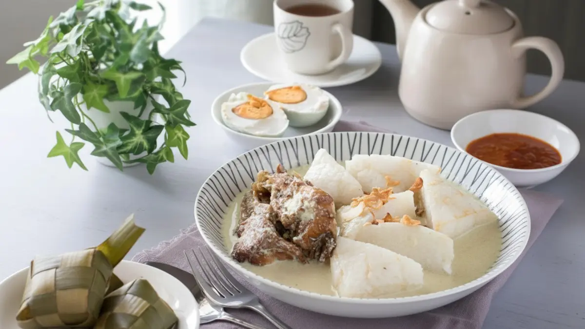 ketupat Kandangan dengan kuah santan kuning yang kental dan harum