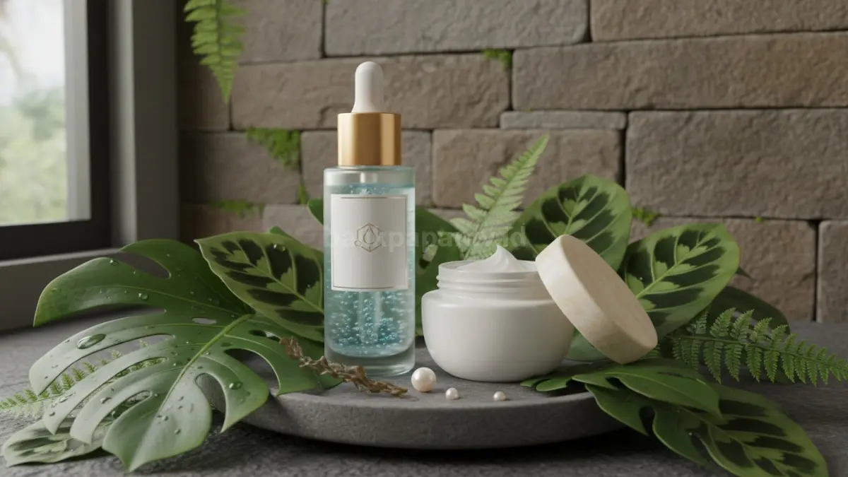Produk skincare dengan kandungan hyaluronic acid dan ceramide