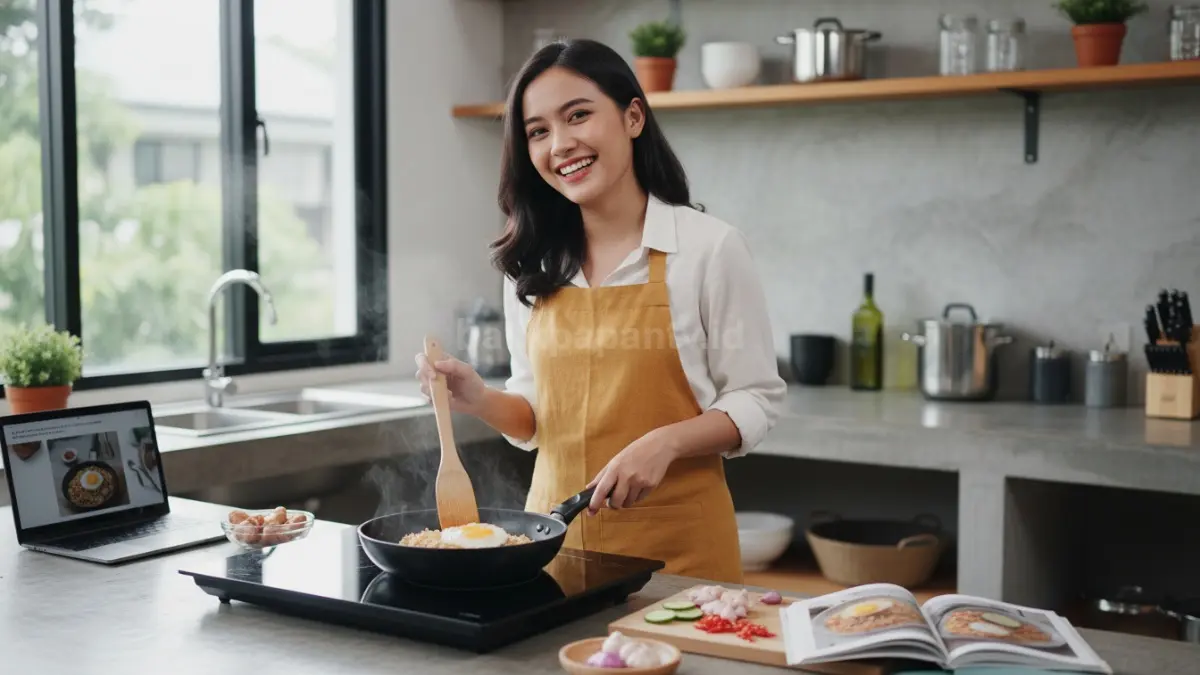 Proses belajar memasak dari menu sederhana di rumah
