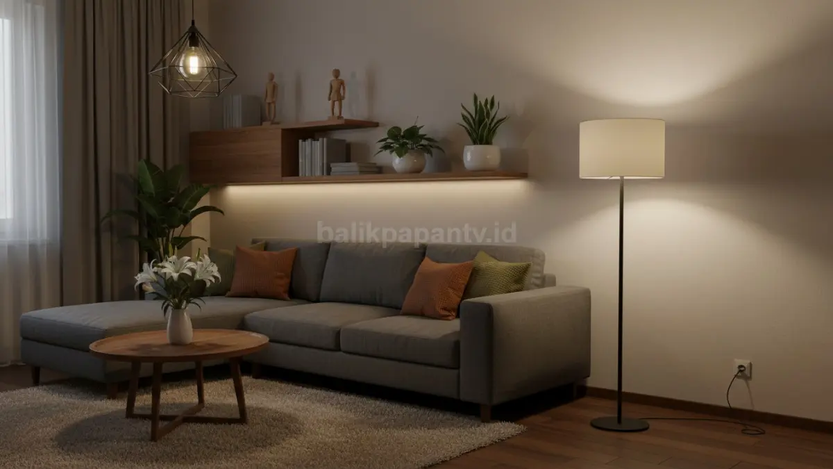 Stand lampu minimalis modern di ruang tamu (BTV/Ai)