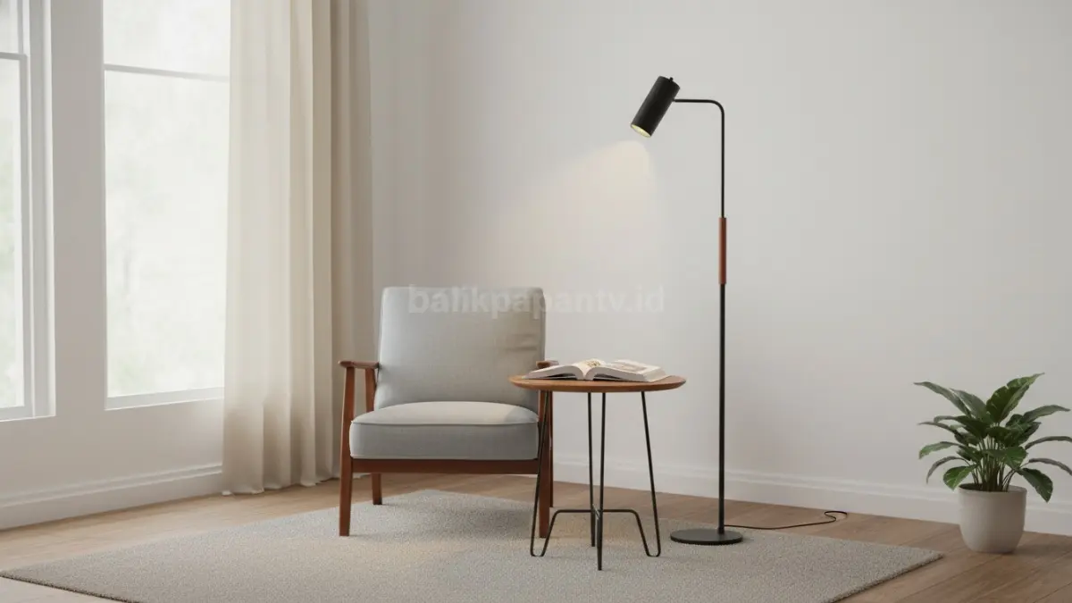 Stand lampu ramping dengan arah cahaya fokus (BTV/Ai)