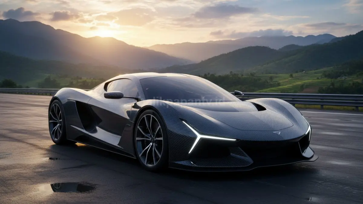 Tampilan supercar listrik desain karbon futuristik berperforma tinggi (BTV/Ai)