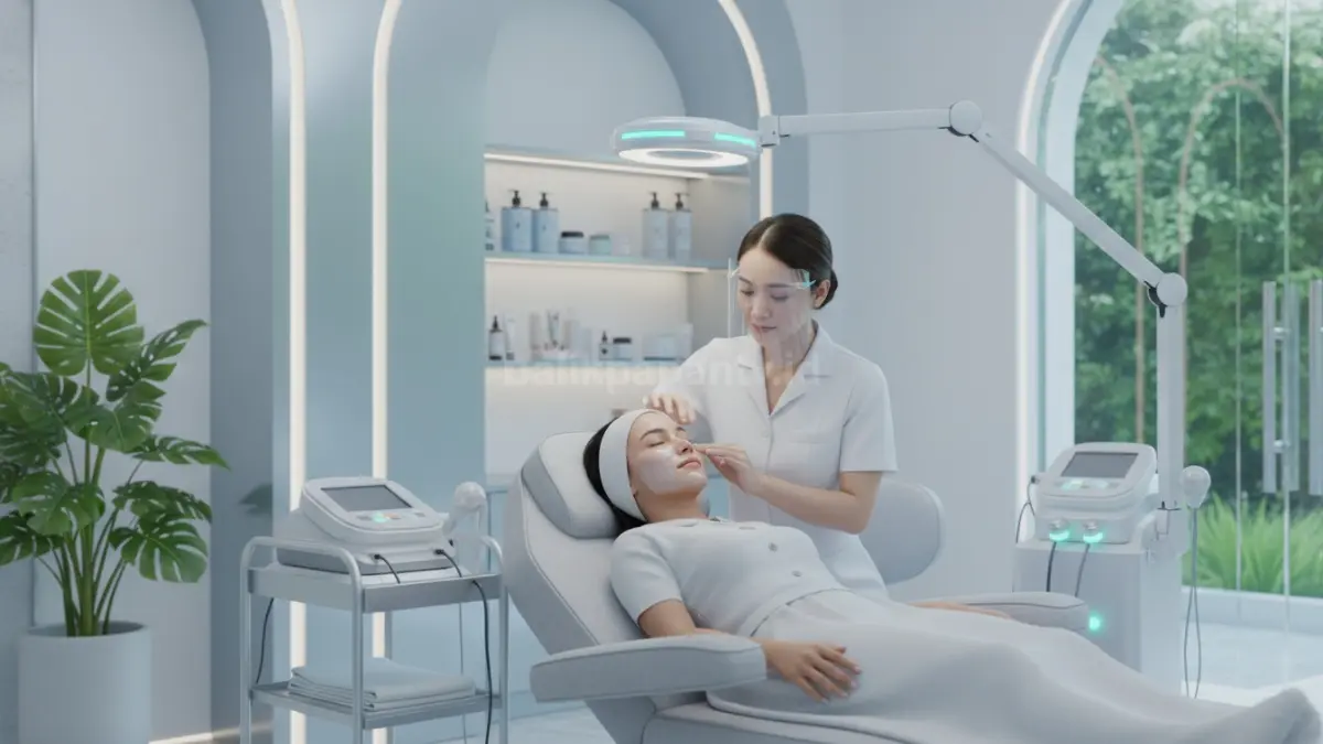 Aktivitas perawatan wajah di klinik kecantikan Balikpapan dengan suasana modern