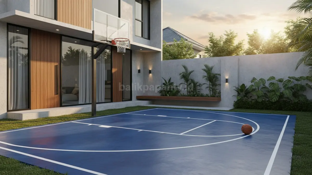 Halaman kecil diubah jadi area basket sederhana
