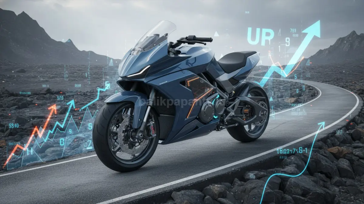 Ilustrasi motor modern dengan komponen plastik dominan di tengah kenaikan harga (BTV/Ai)