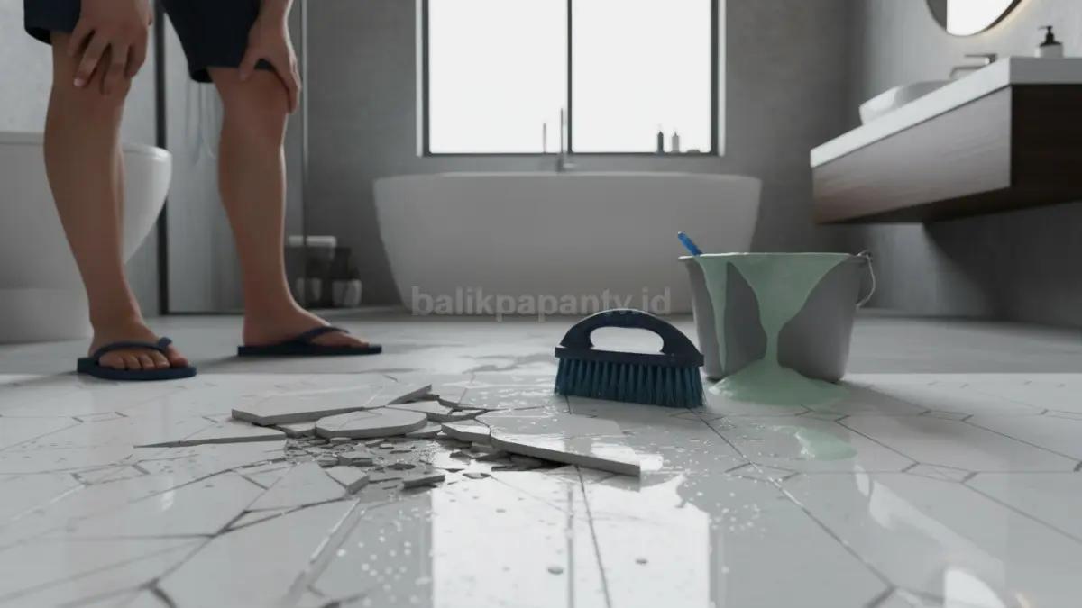 Kesalahan menggosok keramik kamar mandi terlalu keras
