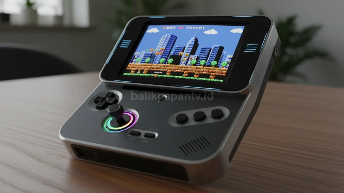 Konsol genggam layar melengkung CRT dengan desain retro futuristik mencuri perhatian (BTV/Ai)