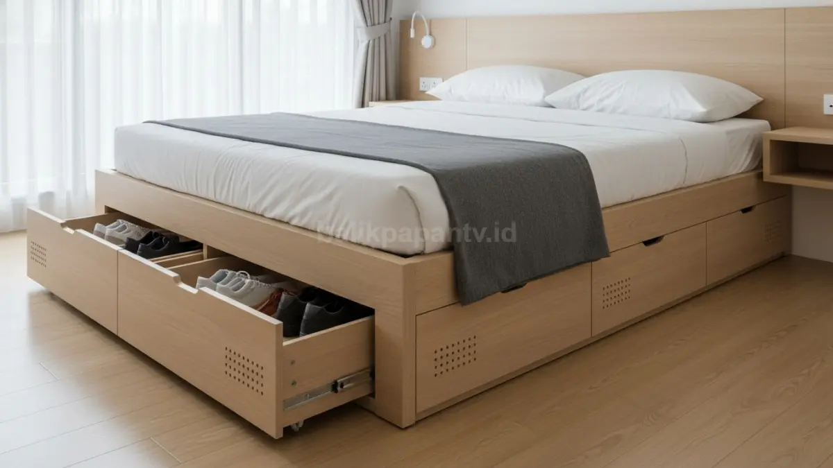 Lemari sepatu built-in di bawah tempat tidur (BTV/Ai)