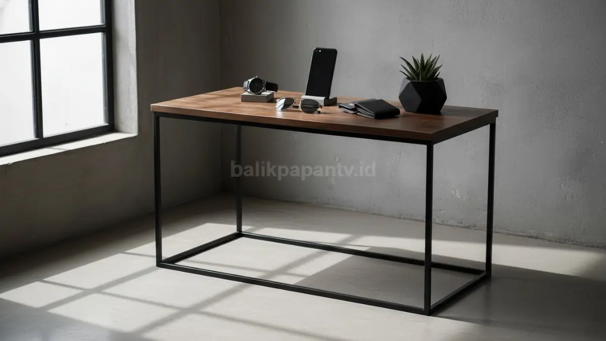 Meja industrial minimalis dengan rangka besi tipis ( BTV/Ai)