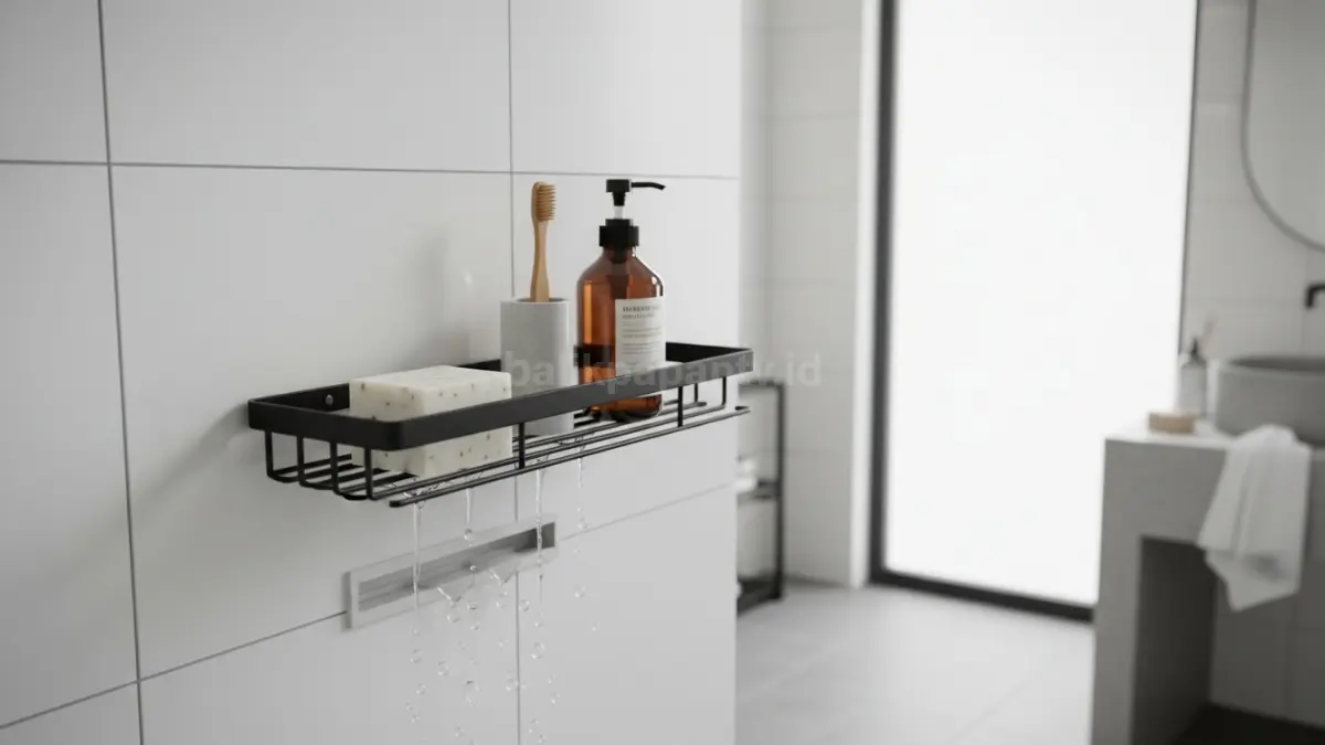 Rak sabun minimalis modern di kamar mandi dengan desain bersih dan fungsional (BTV/Ai)