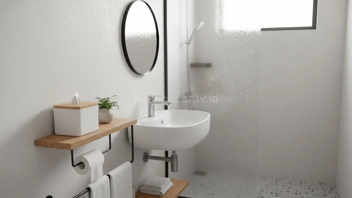 Tempat tisu minimalis modern di kamar mandi dengan desain rapi (BTV/Ai)
