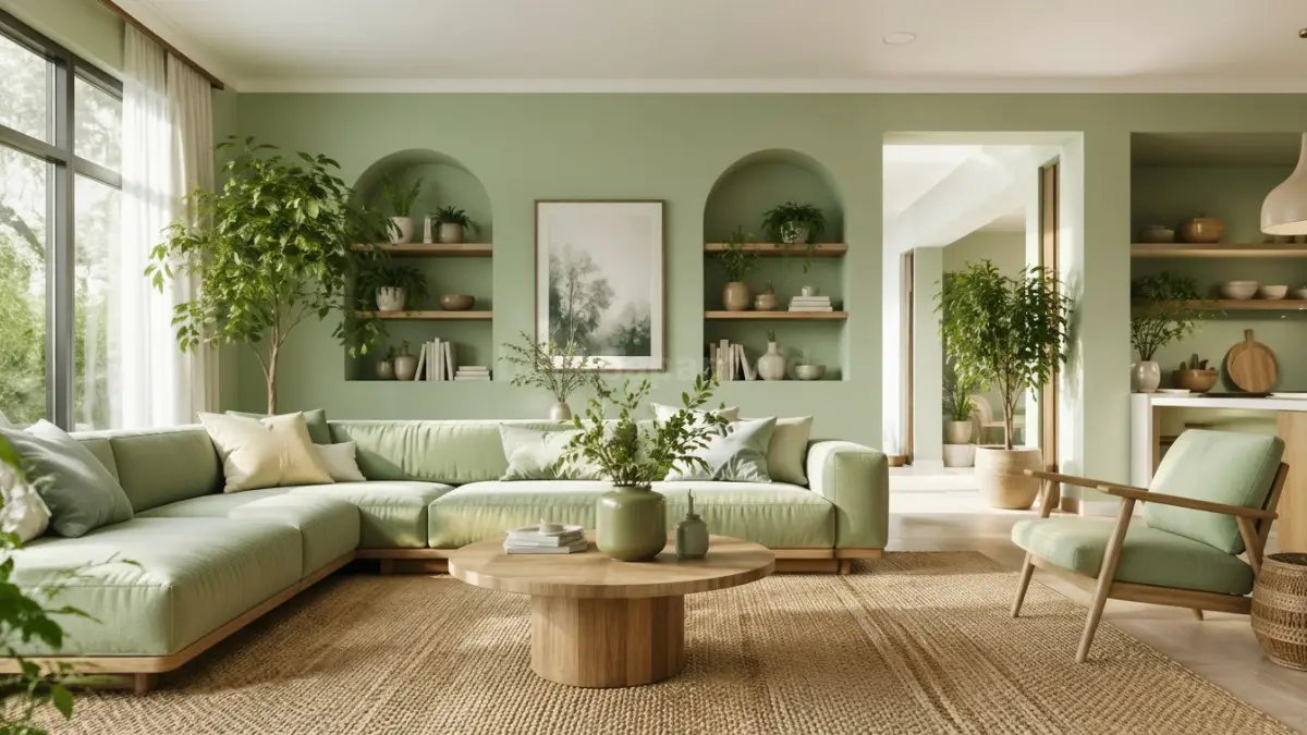 Warna cat rumah hijau lembut. (BTV/Ai)