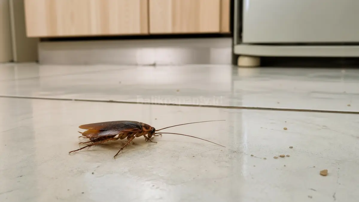 Ilustrasi kecoa di lantai dapur. (BTV/Ai)