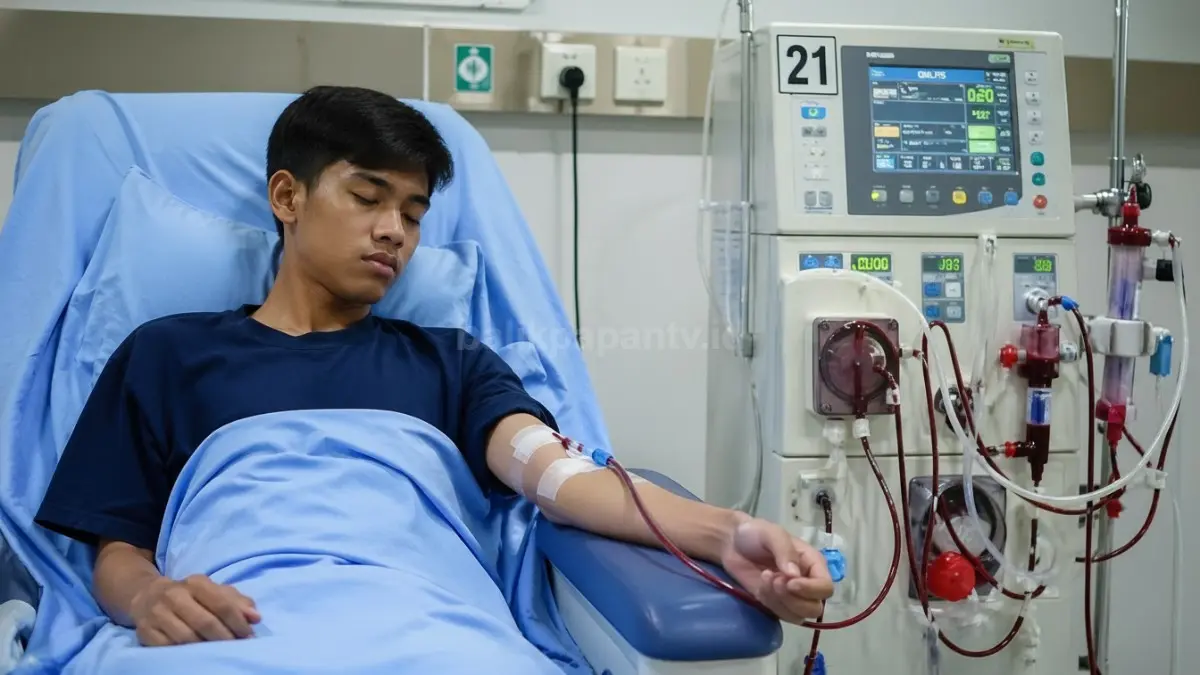 Ilustrasi remaja menjalani cuci darah di rumah sakit Balikpapan akibat diabetes. (BTV/Ai)