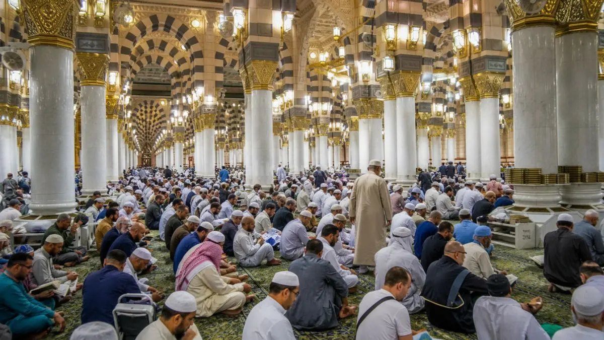 Suasana jemaah haji di Masjid Nabawi yang tertib dan khusyuk saat beribadah. (BTV/Ai)
