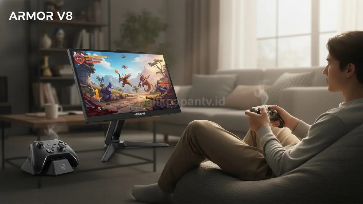 Armor V8 monitor portable dengan controller nirkabel siap digunakan untuk gaming santai (BTV/Ai)