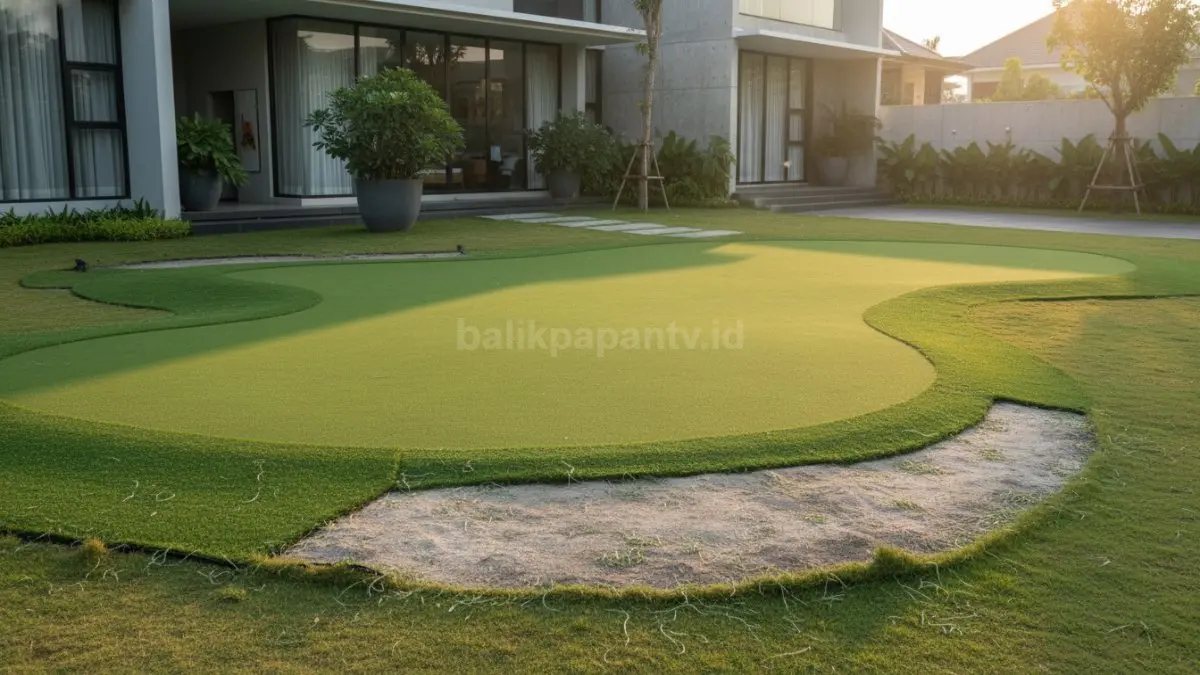 Kesalahan pemasangan rumput sintetis pada area golf rumah
