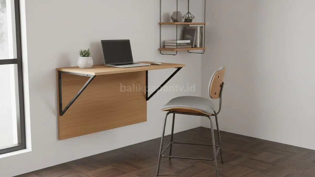Meja dinding lipat (wall-mounted folding desk) (BTV/Ai)
