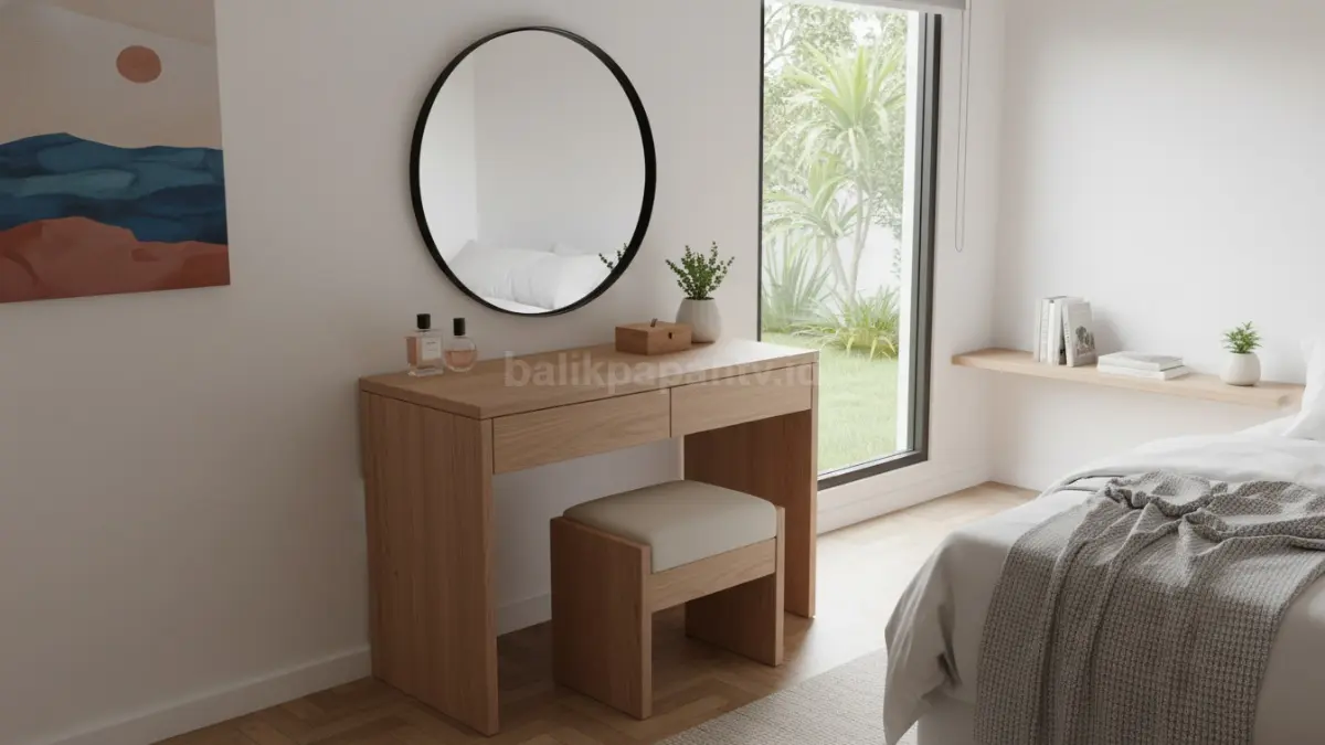 Meja rias compact di kamar kecil yang tetap fungsional. (BTV/Ai)