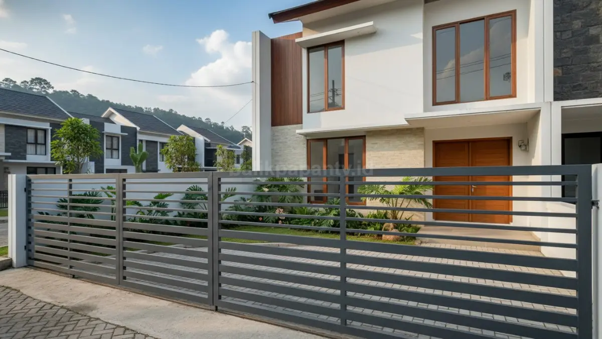 Pagar besi hollow garis horizontal. (BTV/Ai)