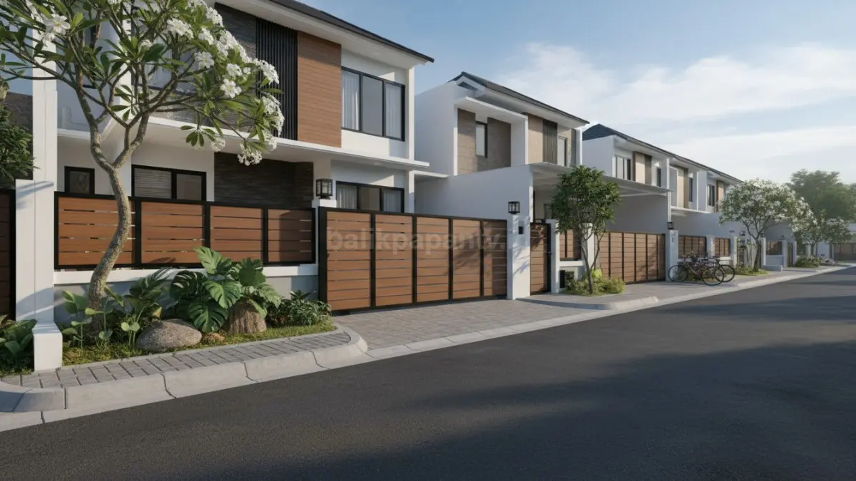 Pagar rumah yang menyatu dengan desain fasad. (BTV/Ai)