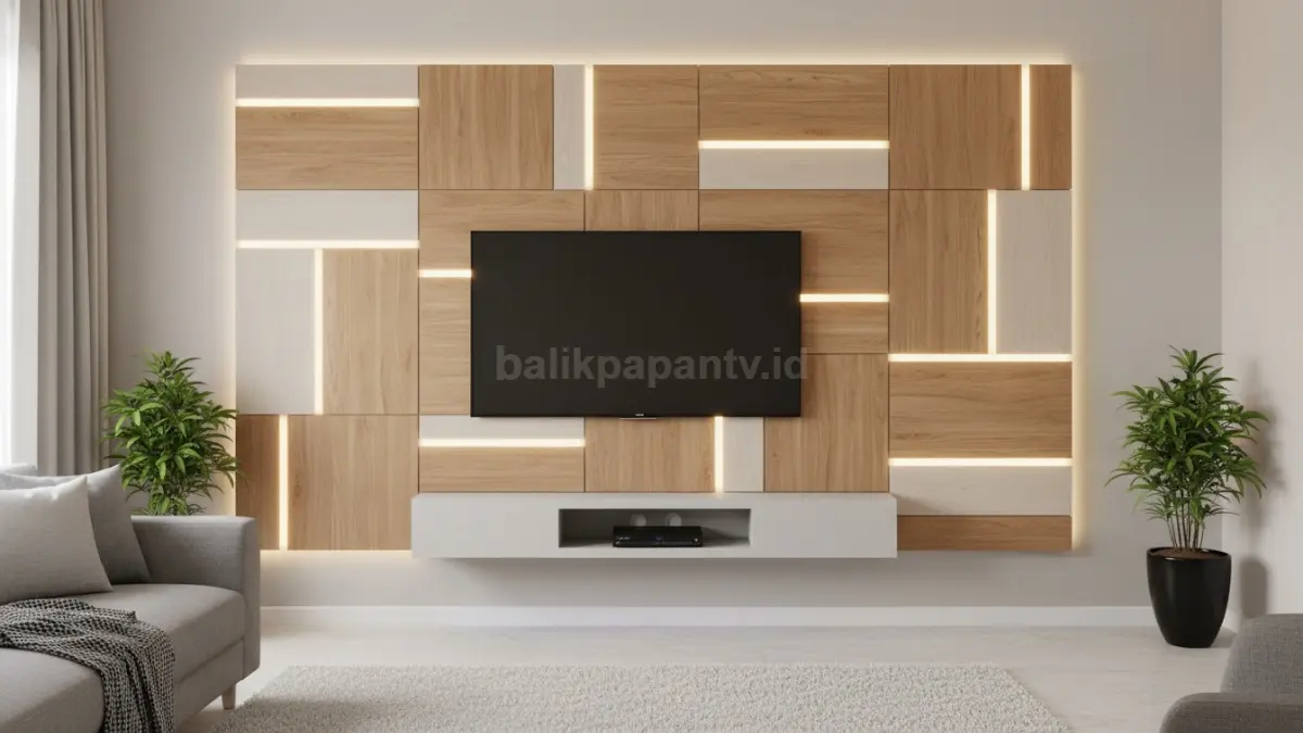 Panel Geometris Modern dengan Kombinasi Warna Netral (BTV/Ai)