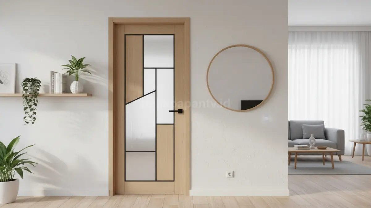 Pintu kamar tidur aesthetic dengan desain minimalis modern. (BTV/Ai)