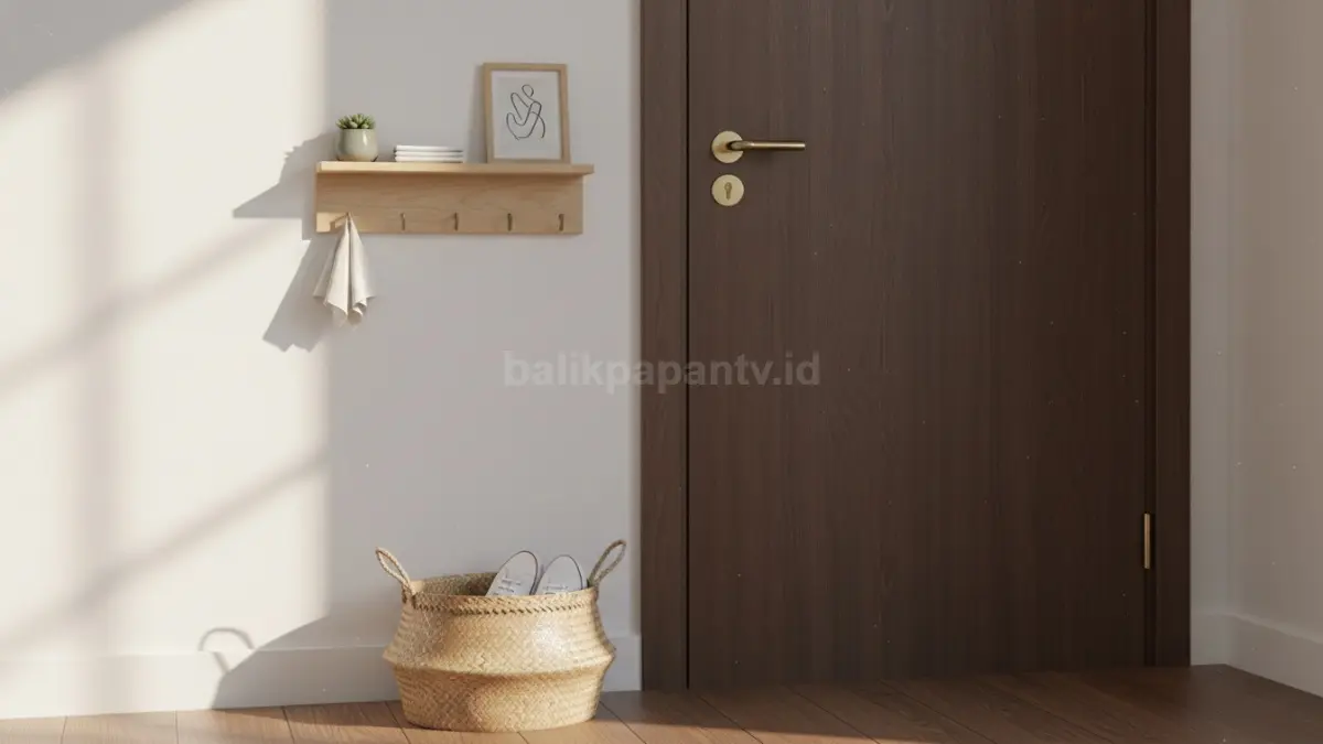 Rak kunci minimalis di dinding dekat pintu dengan dekorasi kecil (BTV/Ai)
