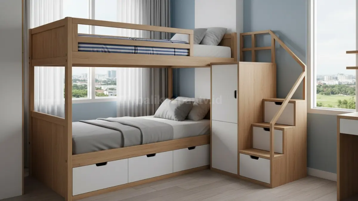 Tempat Tidur Tingkat dengan Area Penyimpanan Terintegrasi (BTV/Ai)