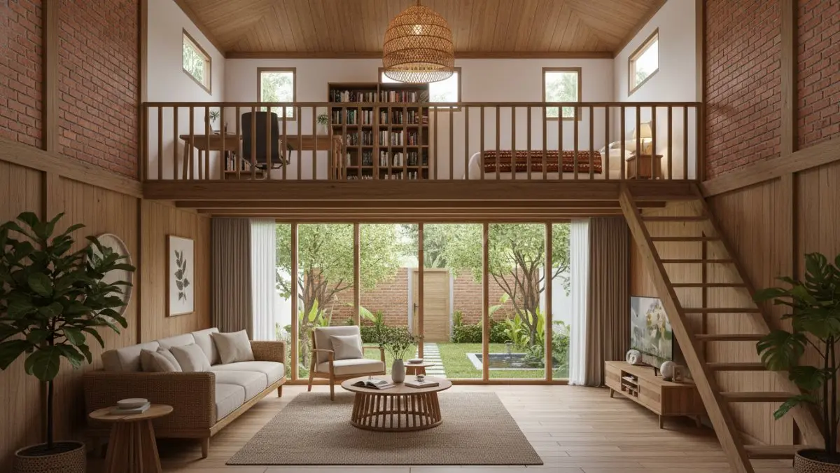 Rumah open space mezzanine maksimalkan tinggi plafon tambah ruang tanpa perlu perluasan lahan sempit modern