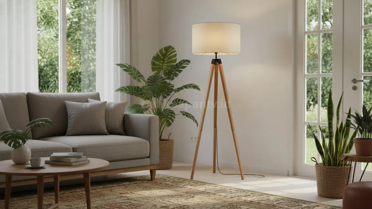 Floor lamp tripod kayu minimalis (BTV/Ai)