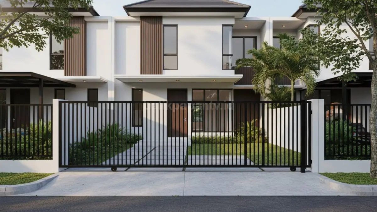 Ilustrasi pagar minimalis menyatu dengan fasad rumah modern sederhana. (BTV/Ai)