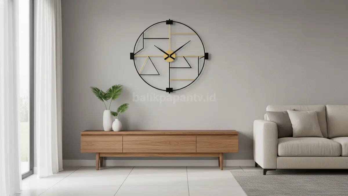 Jam Dinding Geometris Minimalis (Geometric Line Clock) (BTV/Ai)