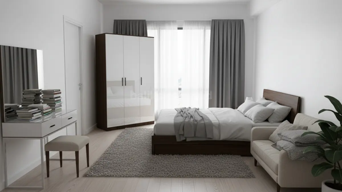 Kesalahan penempatan furnitur yang membuat kamar sempit
